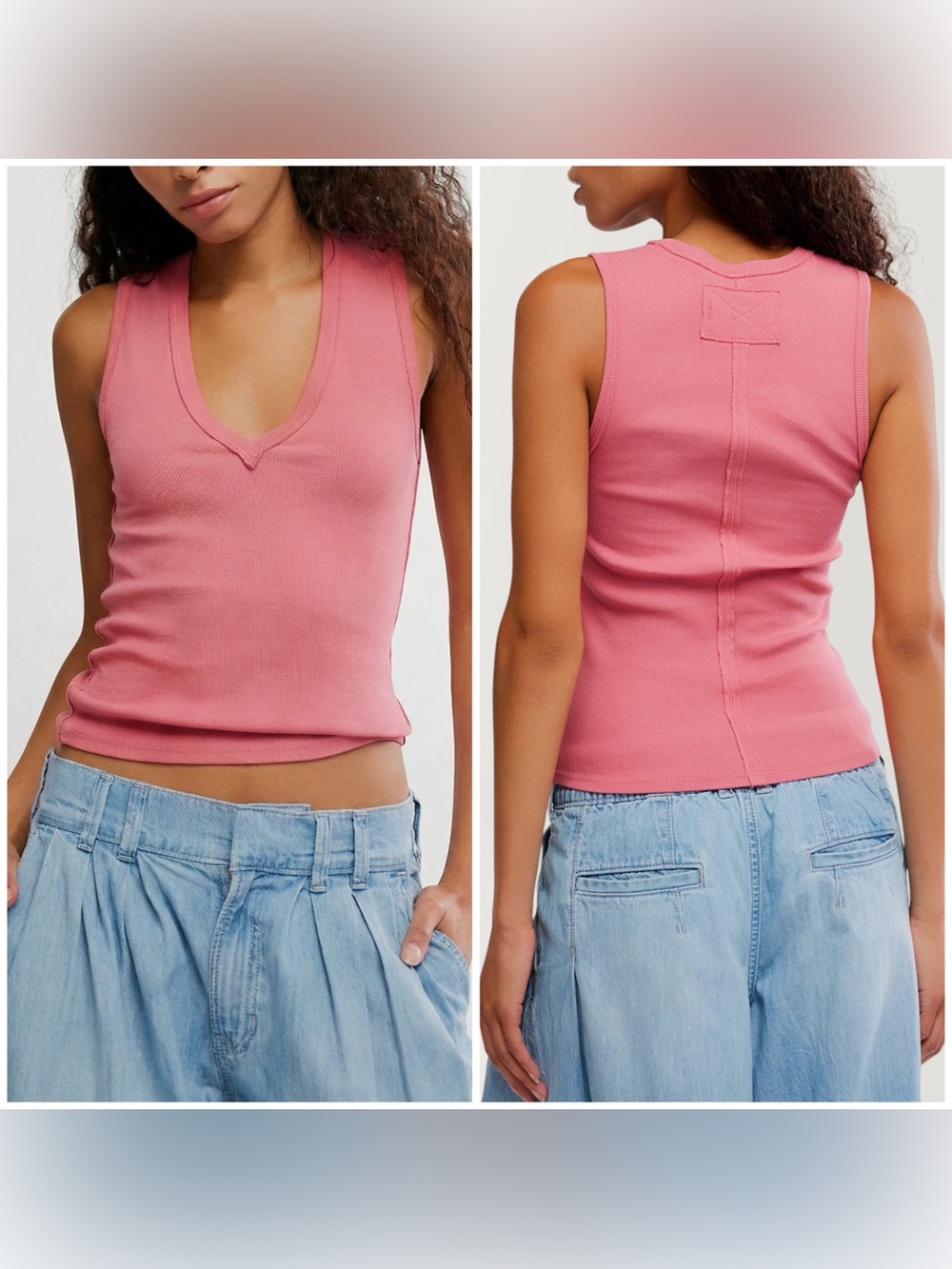 NWOT Free People We The Free Neria Tank - vintage rosey - rose pink - medium